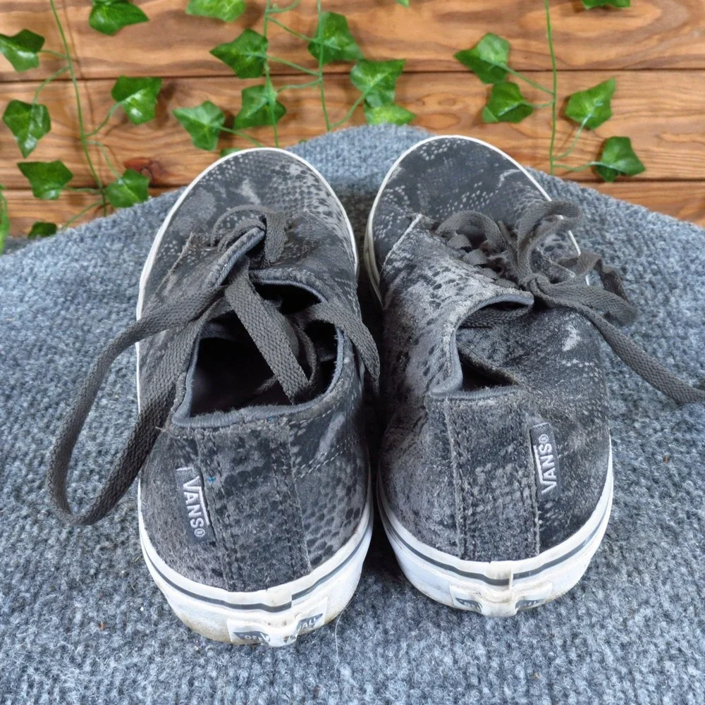 Vans Camden Stripe Women Athletic Shoe Size 8.5 Casual Skate Black Snake Leather
